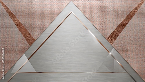 Brushed Steel Metallic Background Rose Gold Geometric Pattern Texture image