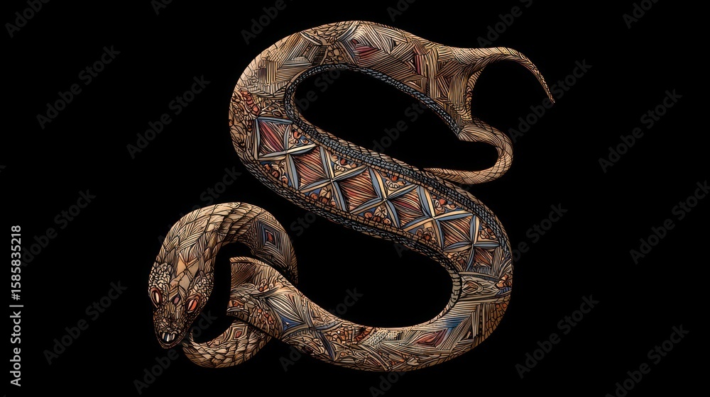 Fototapeta premium Ornate serpent, stylized S