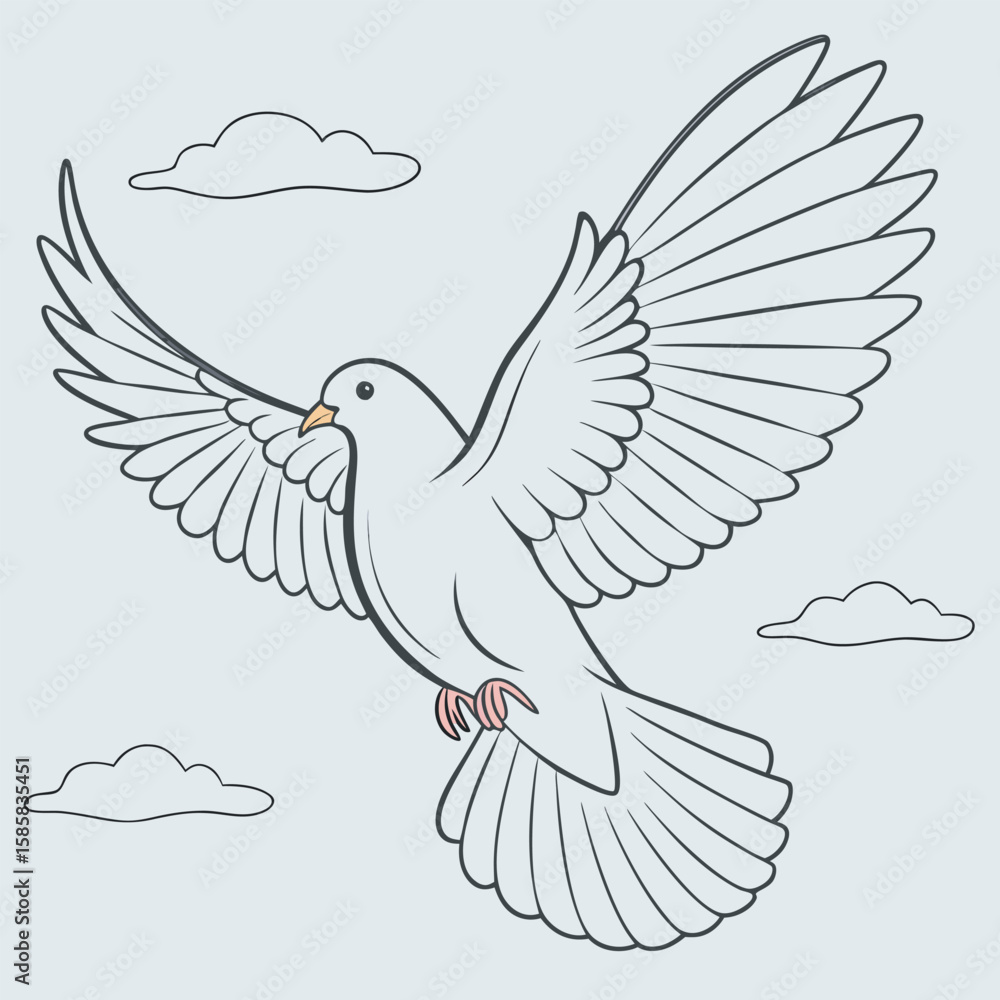 Fototapeta premium Dove on the sky vector free design download.