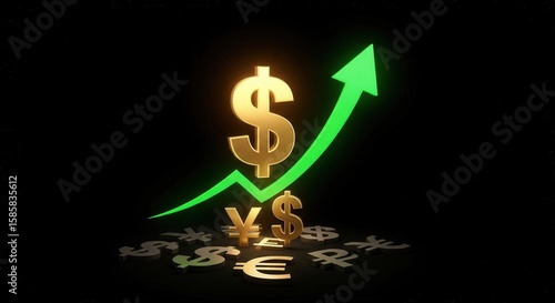 Dollar Surge Concept – USD Symbol with Rising Market Arrow