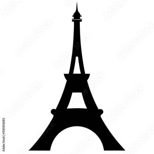 Intricate silhouette of the eiffel tower a famous parisian landmark isolated on white background