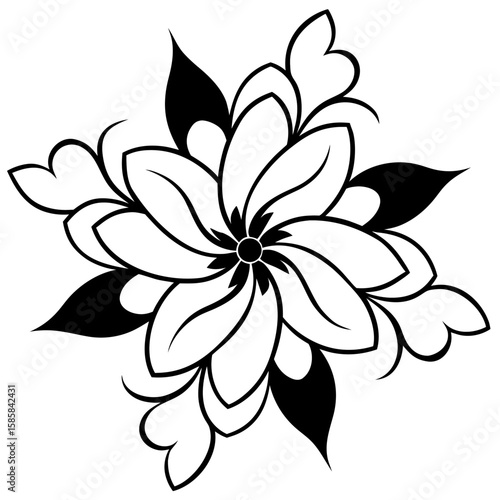 Vintage seamless black floral pattern vector illustration