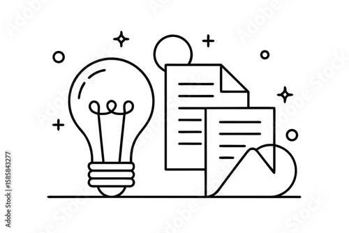 Startup Pitch With Lightbulb And Document