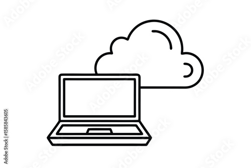 Remote Work With Laptop And Cloud
