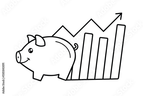 Piggy Bank With Growing Chart