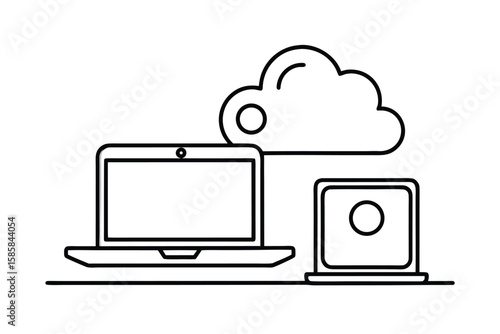Remote Work With Laptop And Cloud