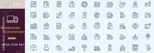 Warehouse and inventory  icon set