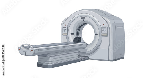 Modern CT Scanner Illustration with Patient Table and Head Support