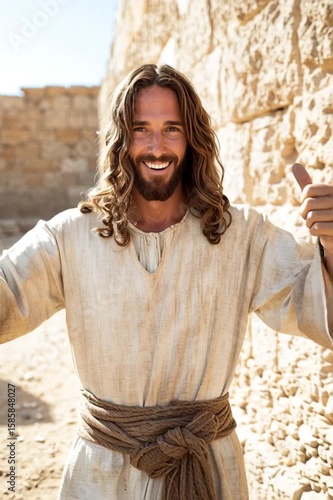 Friendly Jesus Christ with his thumbs up