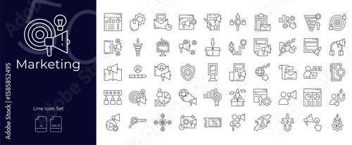 Marketing Line Editable Icons set. Vector illustration in modern thin line style of Marketing icons: advertising, optimization, promotion, etc