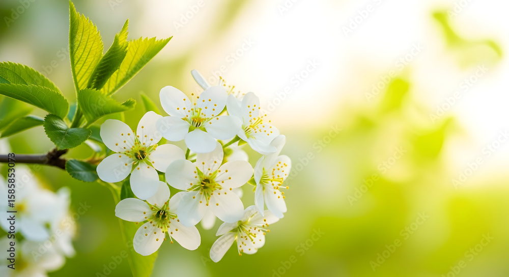 Obraz premium Delicate White Blossoms: A Springtime Floral Scene