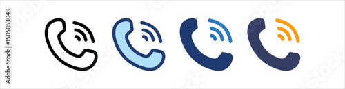 Phone Call Icon Set Multiple Style