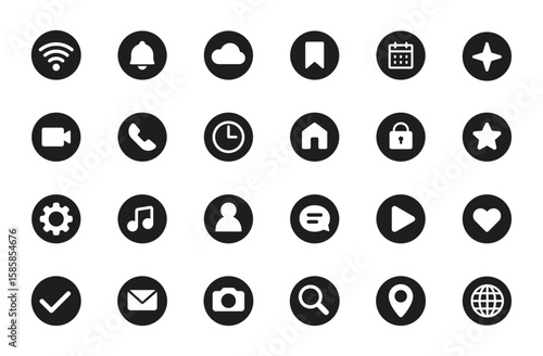 黒い丸シルエットのWEB用ミニアイコンセット