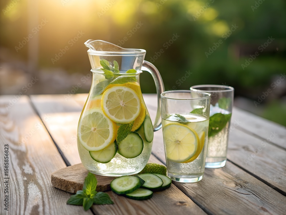 Fototapeta premium glass of water with lime