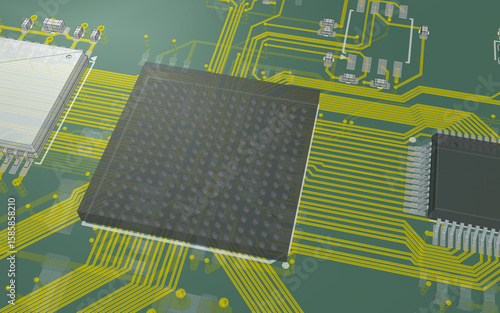 Naklejka BGA Chip FPGA 3D