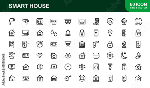 Smart House Line Icon Collection – Unique, premium, and creative symbols representing home technology and intelligent residential systems
