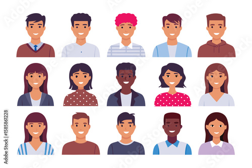 Diversity in Portraits: A mosaic of individuals, representing a spectrum of backgrounds and characteristics, each portrait exudes individuality and the beauty of human diversity.
