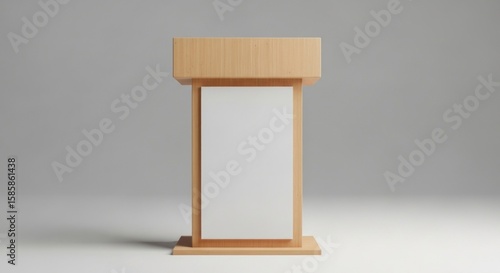Wallpaper Mural Wooden podium lectern with a blank white front panel for mockup or branding. 3D rendering of a presentation stand for a conference or speech. Torontodigital.ca