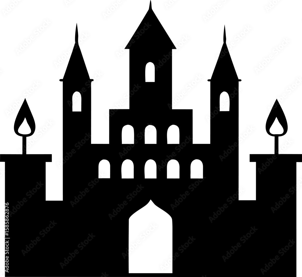 Fototapeta premium Castle with Giant Candle Towers Illustration