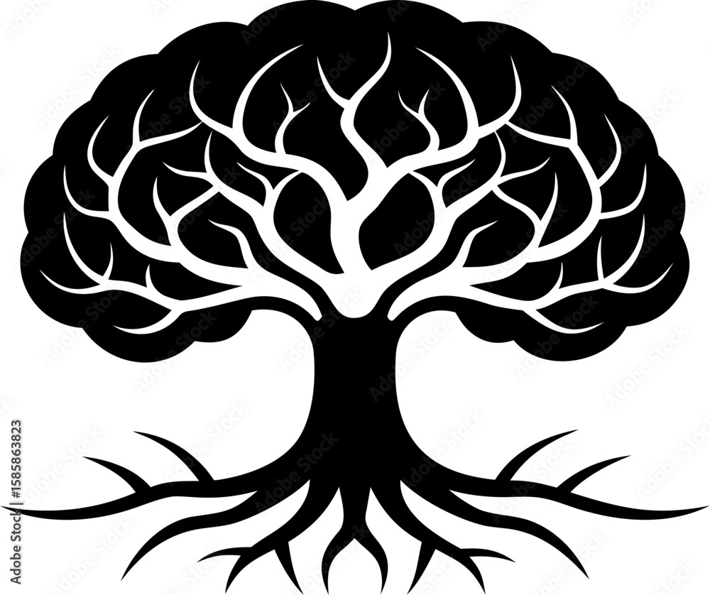 Fototapeta premium Tree Roots Forming a Human Brain Vector Art