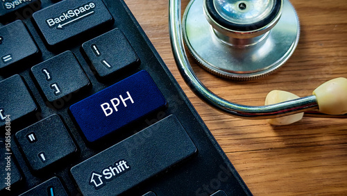 Tableau sur toile BPH (Benign Prostatic Hyperplasia) Button on Keyboard with Stethoscope