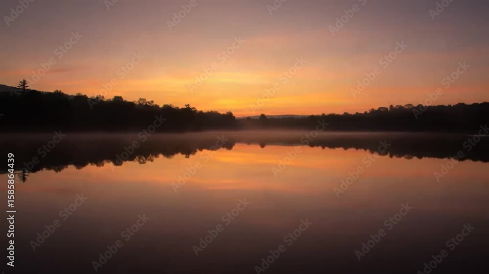 Peaceful sunrise over a still lake Peaceful sunrise over a still lake