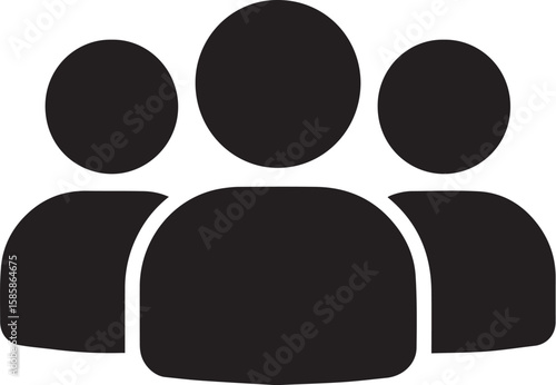 Group of People Icon – Black Silhouette Vector for Team, Community & Social Interface Design