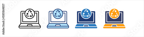 Recycled Tech Icon Set Multiple Style Collection