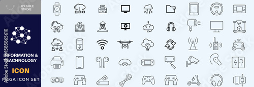 Hand drawn Information and Communation Teachnology icon set 