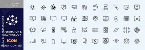 Hand drawn Information and Communation Teachnology icon set 