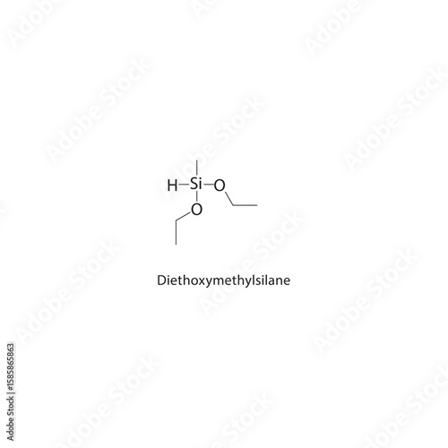 Diethoxymethylsilane skeletal structure. alkoxysilane compound schematic illustration. Simple diagram, chemical formula.