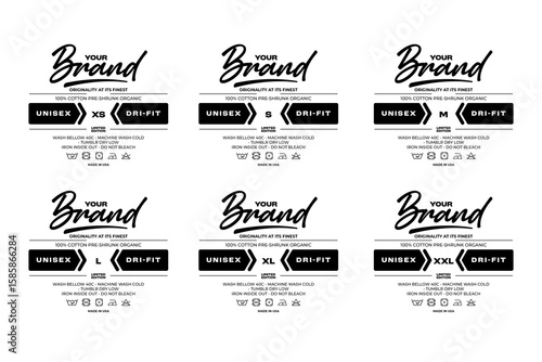 Clothing neck label tag printed concept vector design	