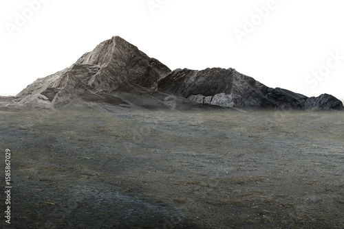 Canvas Print mountain landscape with snow/Arid and dusty geology scene with dark rocky cliffs and untouched natural landscape