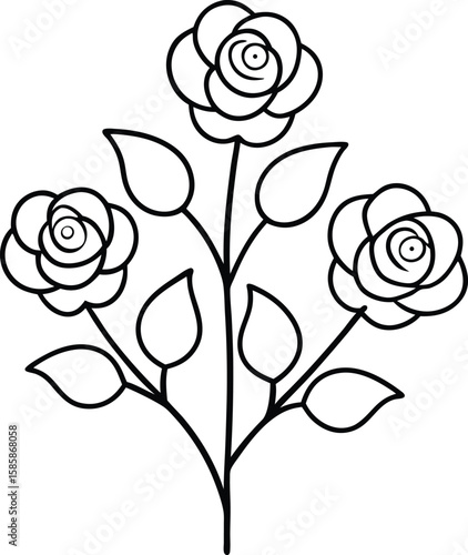 Wallpaper Mural outlined wild rose bush drawing Torontodigital.ca
