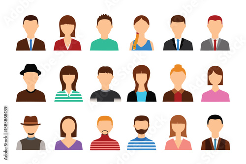 Diverse Avatar Collection: A vibrant array of diverse avatar, representing individuals from various backgrounds and characteristics, ideal for symbolizing community and inclusion