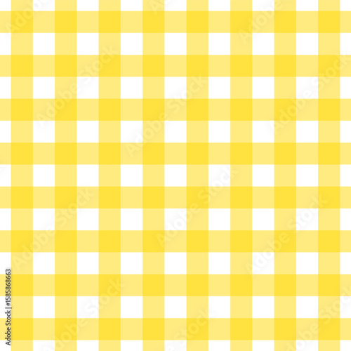 Sunny Yellow and White Gingham Check Seamless Pattern