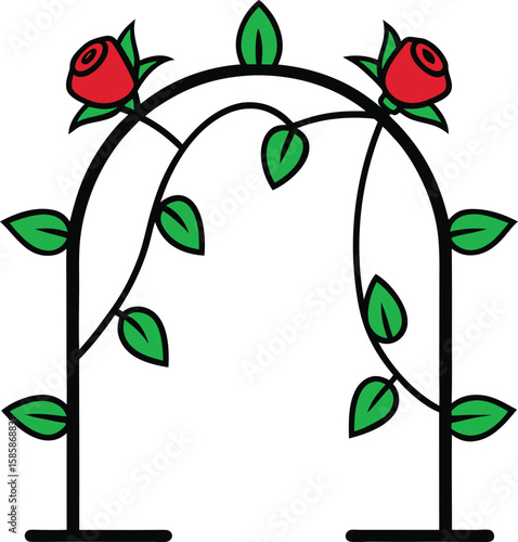 Roses and vines on trellis vector design