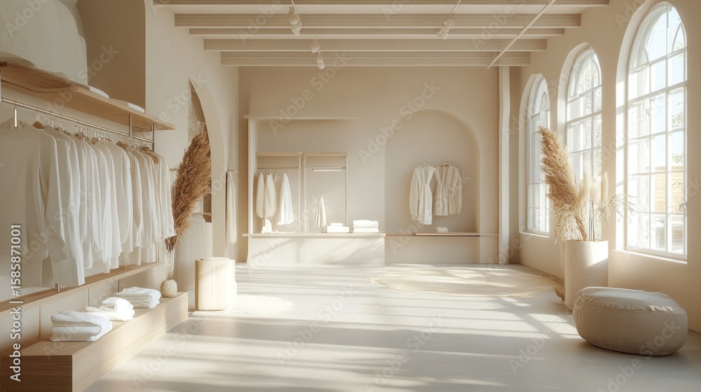 Fototapeta premium Modern empty clothing store interior