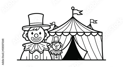 Captivating circus performers and majestic tent under the sky