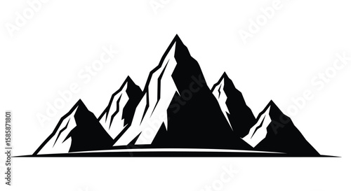 Majestic mountain peaks in a dramatic black and white silhouette displaying rugged beauty and natural grandeur