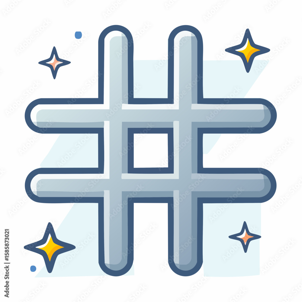 Fototapeta premium single hashtag icon in monoline style, clean vector paths with no open shapes, centered on 512×512 px artboard