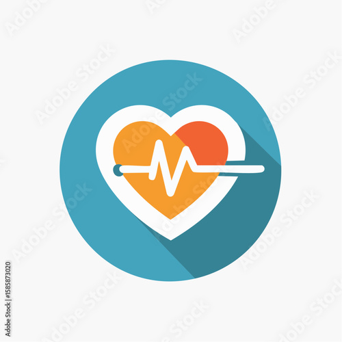 single heart rate monitor icon in geometric flat style, using closed compound paths, centered on 512×512 px artboard