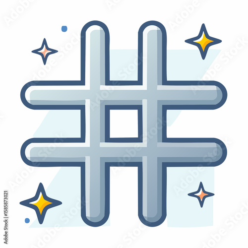 single hashtag icon in monoline style, clean vector paths with no open shapes, centered on 512×512 px artboard