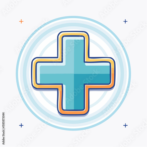 medical cross icon in monoline style with clean vector paths, minimalist healthcare symbol, centered design