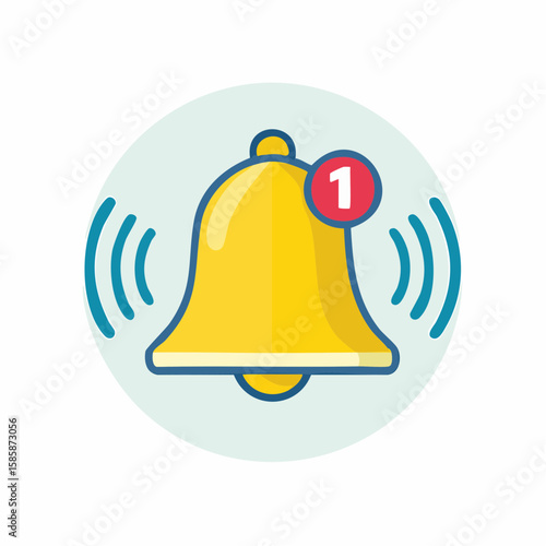 single notification bell icon in flat vector style with solid color fills, grouped paths, and centered on 512×512 px artboard