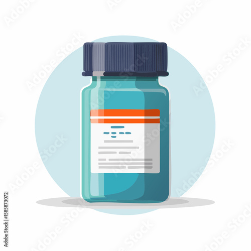 single pill bottle icon with layered vector labels, grouped compound paths, and centered on 512×512 px artboard