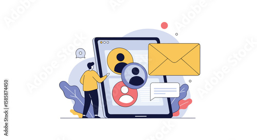 Digital communication and connection through online platforms and email services for global reach