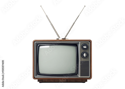 CRT TV isolated on a transparent background.	