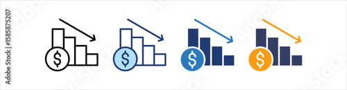 Recession Icon Set Multiple Style Collection