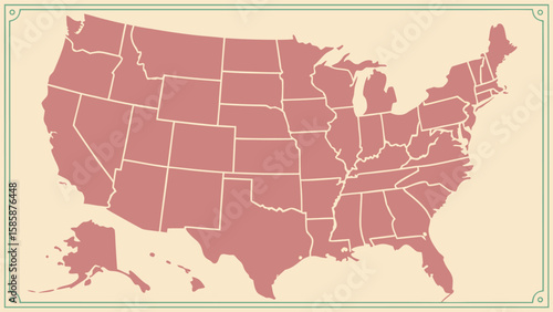 Map of the United States with State Borders